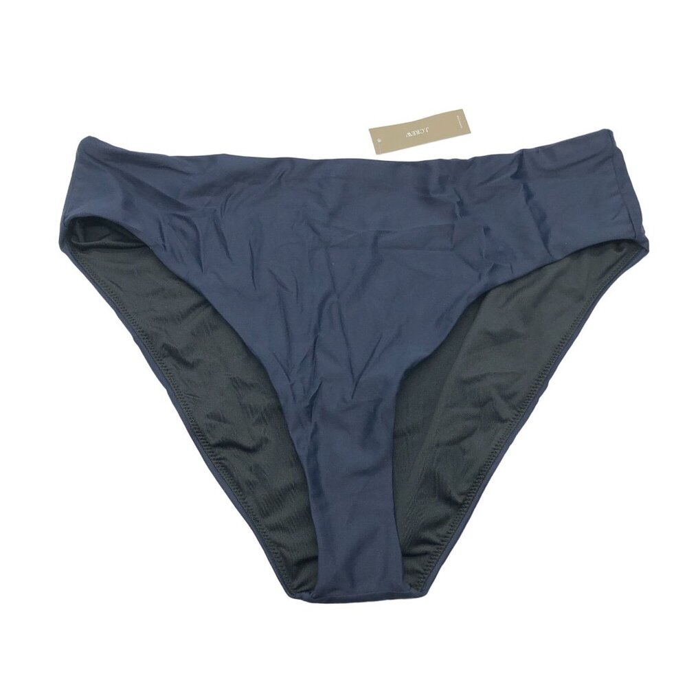 J Crew High-Rise Moderate Coverage Bikini Bottom Brief High Rise Navy Blue 3X
